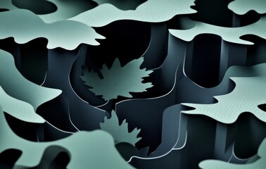 Poster - The studio is a 3D render showcasing spring branches and leaves alongside a podium. It has platforms for product display and a mock-up background, created with an abstract minimal approach