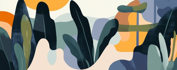 Poster - The design combines modern flair with cute floral patterns, created through minimal line hand-drawn techniques. Suitable for use in prints, wallpaper, fabric, and home decoration