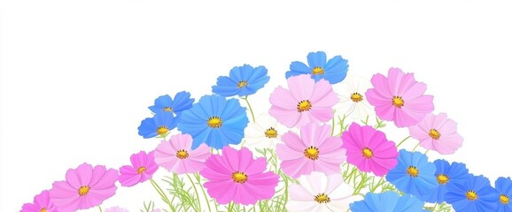 Poster - Springtime on a warm watercolor backdrop. Floral and botanical wallpaper rich with blooms and wildflowers, set against a blossoming garden. Decorated with gold lines for use as a banner, cover,