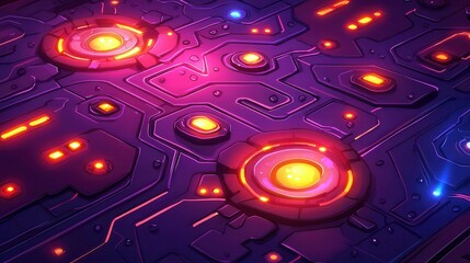 Poster - Futuristic digital interface with bright glowing elements and intricate circuitry design.