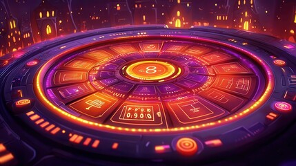 Poster - A colorful futuristic digital interface with glowing elements, showcasing technology and innovation.
