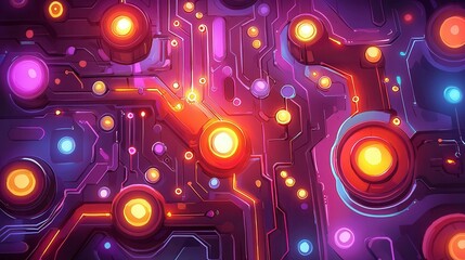 Poster - A vibrant abstract background featuring colorful circuit patterns and glowing lights.