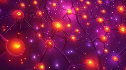 Poster - Abstract illustration of interconnected nodes in vibrant colors representing a digital network or neural connections.