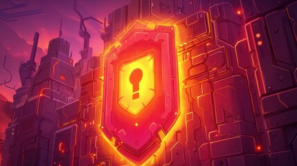 Poster - A vibrant animated shield design with a glowing keyhole, set against a futuristic cityscape.