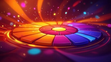 Poster - A vibrant and colorful abstract design featuring a circular shape with radiant hues, ideal for animation or graphic projects.