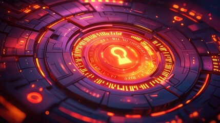 Aufkleber - A vibrant digital lock symbol surrounded by a glowing, futuristic circuit design.