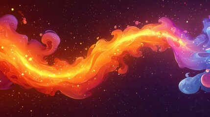 Poster - A vibrant abstract illustration featuring swirling orange and blue flames set against a dark starry background.