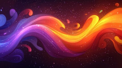 Poster - A vibrant abstract wave with colorful gradients against a starry background.