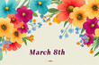 © iconic - Vibrant March Floral Banner Design: Colorful Blossoms for Spring bloom plant flyer bright nature