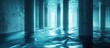 © STwul - Underwater corridor with illuminated pillars and blue water.
