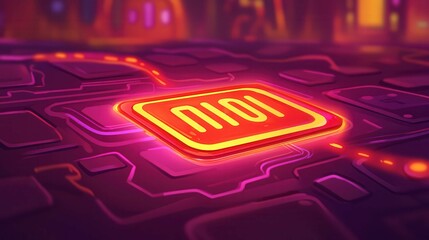 Poster - A vibrant digital design featuring a glowing neon circuit pattern with the number 0101.