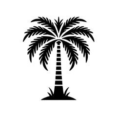 Wall Mural - Palm Tree Silhouette: A striking silhouette of a palm tree against a clean, simple background. The palm tree's distinctive shape and iconic tropical feel makes it a perfect symbol for summer.