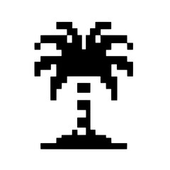 Poster - Pixel Palm Tree Icon: A stylized pixel art icon of a palm tree, perfect for game design, digital art, and website decoration. Its simple yet evocative design adds a touch of tropical flair. 