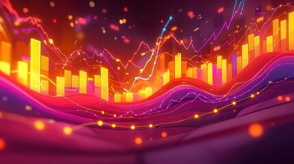 Poster - Abstract colorful visualization of data analysis with vibrant waves and bars.