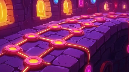 Poster - A colorful and vibrant pathway in a fantasy setting with glowing elements and an animated style.