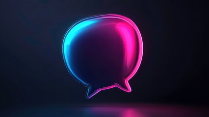 Fototapete - 3D glossy gradient speech bubble icon with vibrant blue and pink tones, ideal for digital communication themes or modern UI design elements.