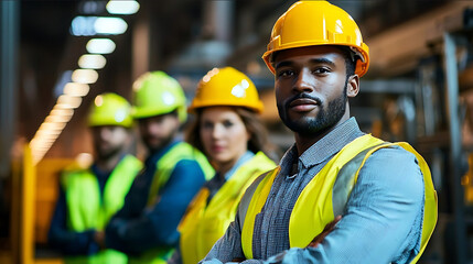 A team of workers in a factory collaborating to keep the production line moving smoothly in a manufacturing facility