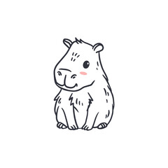 Wall Mural - cute cartoon capybara isolated on white background. Animal in doodle style.