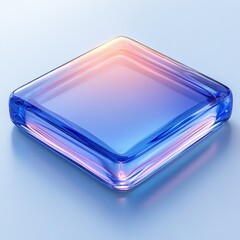 Poster - Blue Rounded Square Button Icon for Mobile Applications, App Design Element, 3D Rendering with Soft Gradients and Warm Light