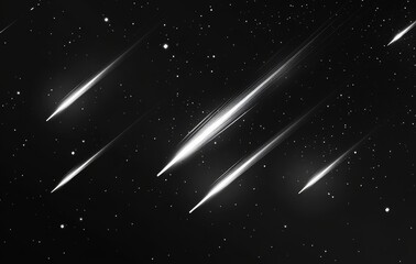 Wall Mural - Shooting stars with their bright trails, along with falling comets and meteors, illuminate the night sky, creating dazzling light trails as they interact with Earth's atmosphere.