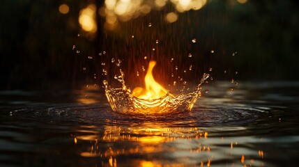 Wall Mural - fire in water