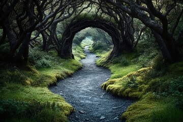 Wall Mural - Enchanted Forest Path: A Mysterious Journey Through a Mossy Archway