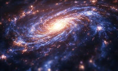 Wall Mural - Spiral Galaxy View from Space Bright Star Cosmic Wonder Nebula and Stars in the Universe