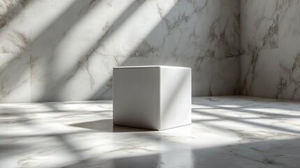 Poster - Minimalist White Cube Mockup Elegant Gift Packaging 3D Rendering