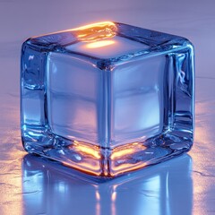 Poster - 3D Blue Rounded Square App Icon, Mobile Button, Minimalist Design, Glass Effect, Digital Illustration