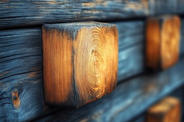 Aufkleber - Weathered wooden wall texture with dramatic chiaroscuro lighting showcasing natural grain patterns