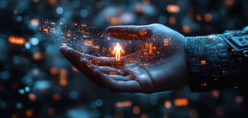 Aufkleber - Futuristic Businessman HoloFigure Human Resources Network Management Recruitment Leadership