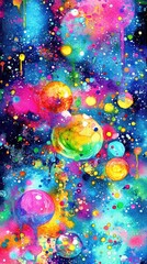 Wall Mural - colorful cosmic bubbles, vibrant galaxy, abstract art, phone wallpaper