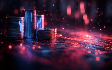 Poster - Financial Growth Concept Cyberpunk Style Investment Profit Success Business Strategy Chart Metrics