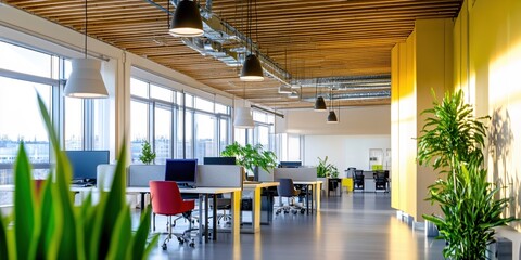 Poster - Modern Bright Office Space Design with Natural Light and Plants