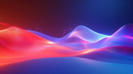 Wall Mural - Abstract Red and Blue Digital Waves: A Futuristic Dreamscape