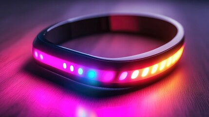 Poster - A futuristic concept of a smart wearable device glowing with vibrant colors.