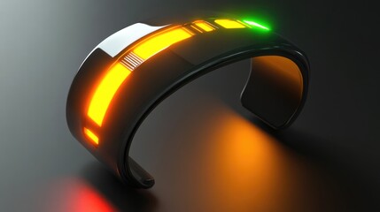 Poster - A futuristic concept of a smart wearable device glowing with vibrant colors.