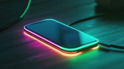 Poster - A glowing charging cable connected to a sleek electric device.