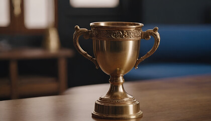 a 3rd place bronze trophy on a table
