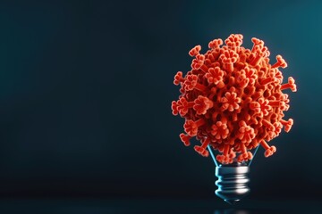 Poster - A light bulb represents a virus, symbolizing the intersection of innovation and health challenges in a visually striking way.
