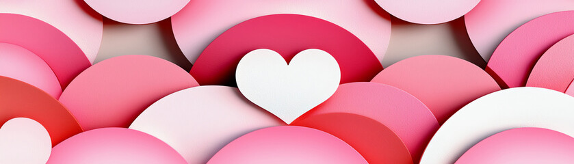 Poster - Seamless Retro Pattern Featuring Layered Pink Shapes with Heart in Center Ideal for Backgrounds and Designs