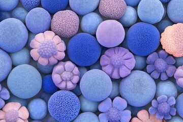Canvas Print - Abstract blue floral pebble texture background