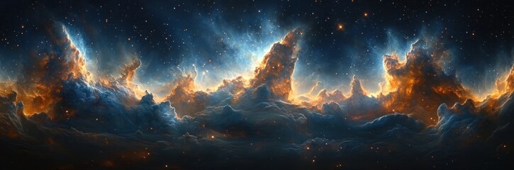 Wall Mural - vibrant cosmic landscape with nebulae and twinkling stars in surrealism style