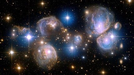 Poster - Stunning view of deep space showcasing vibrant nebula and bright stars in dark cosmic background, illustrating the beauty of the universe