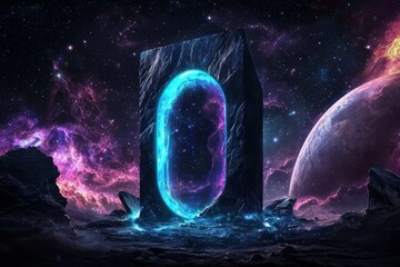 Wall Mural - The vastness of space highlighted by beautiful neon hues.