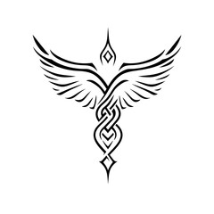 very simple minimalistic line drawn celtic knot wings pointed upward