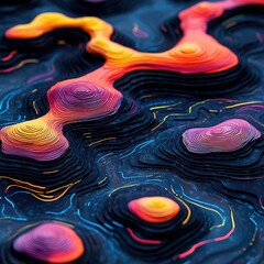 Poster - Dynamic abstract patterns digital art colorful design surreal environment close-up view creative visualization