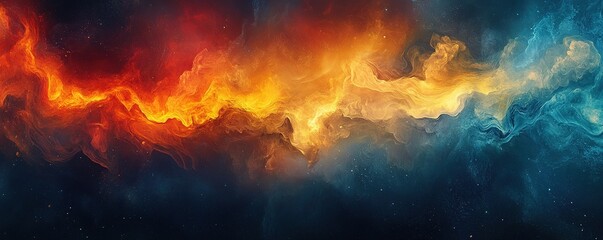 Poster - Celestial event cosmic colors outer space digital art vivid atmosphere wide angle abstract conception