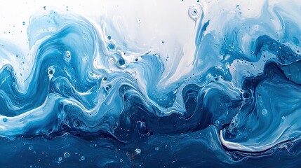 Poster - Dynamic blue swirls abstract art digital artwork calm environment aerial view fluid motion for meditation