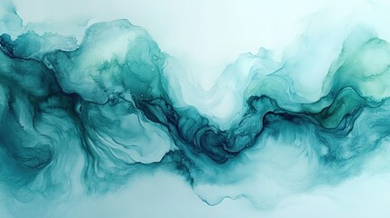 Poster - Flowing turquoise waves abstract art digital painting calm environment aerial view serenity concept